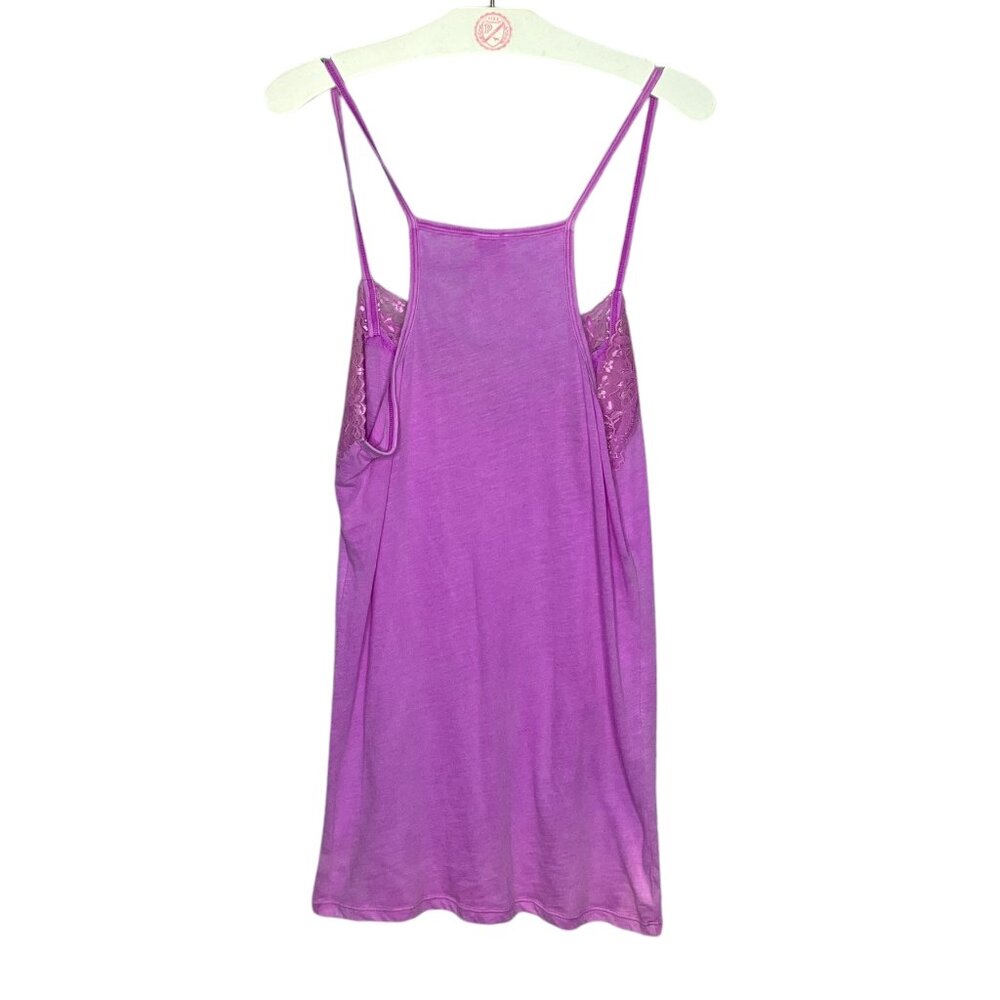 Vintage 00s Y2K Victoria's Secret PINK Large L Purple Lace Trim Layering Tank - Picture 3 of 5